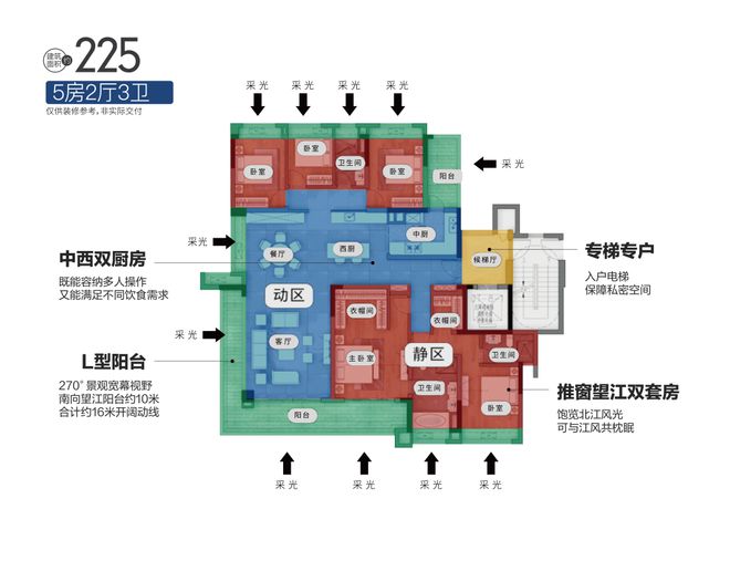 房户型三胎家庭的完美解决方案！尊龙登录入口金牌户型丨奢阔五(图2)